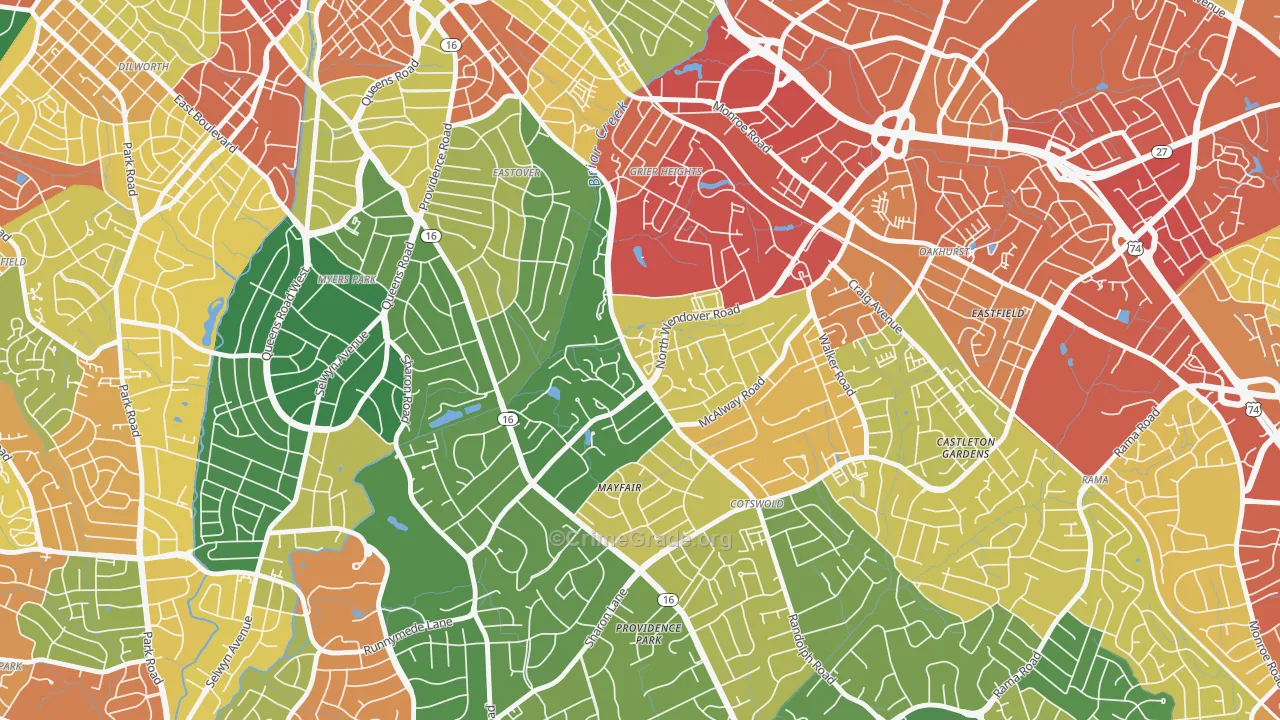 Wendover-Sedgewood, Charlotte, NC Map of Assault Rates