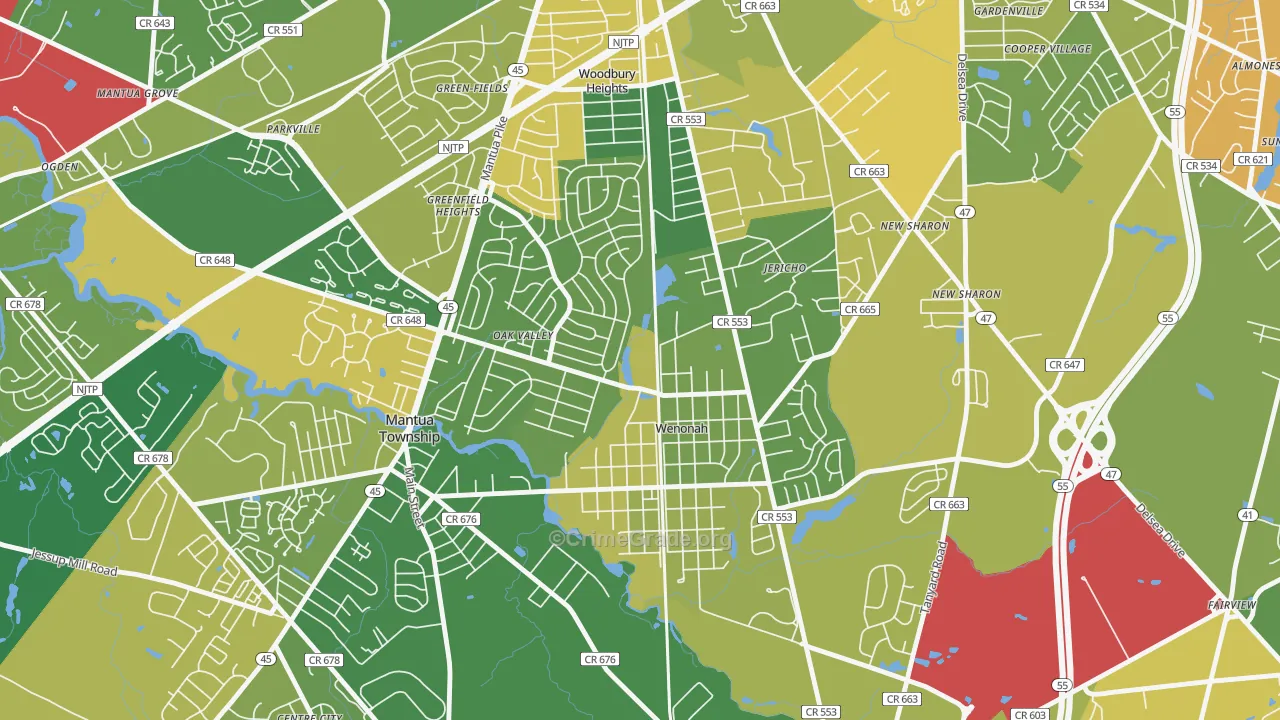 Wenonah, NJ Map of Assault Rates