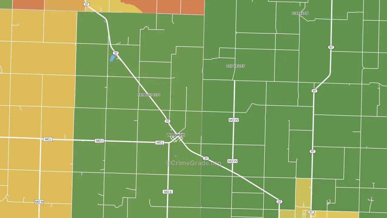 Wentworth, MO Map of Assault Rates