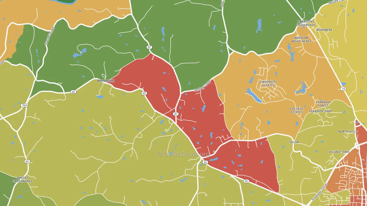 Wentworth, NC Map of Assault Rates