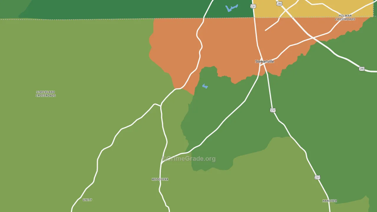 Weogufka, AL Map of Assault Rates