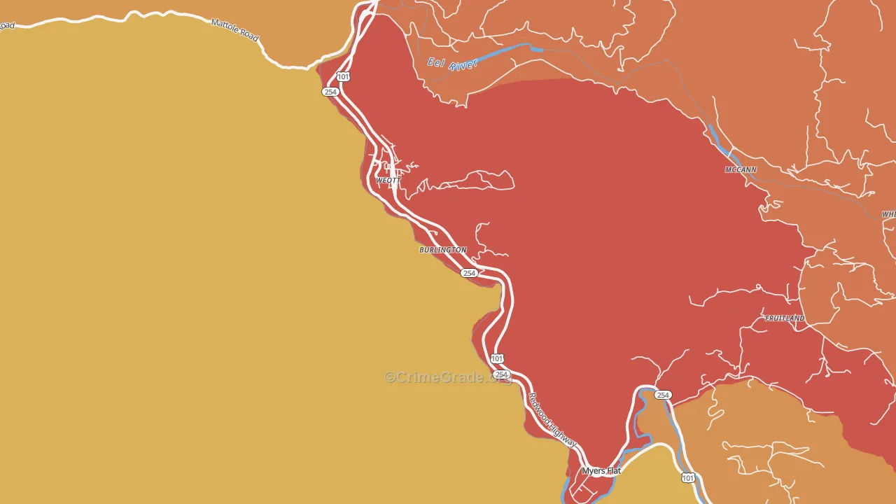 Weott, CA Map of Assault Rates