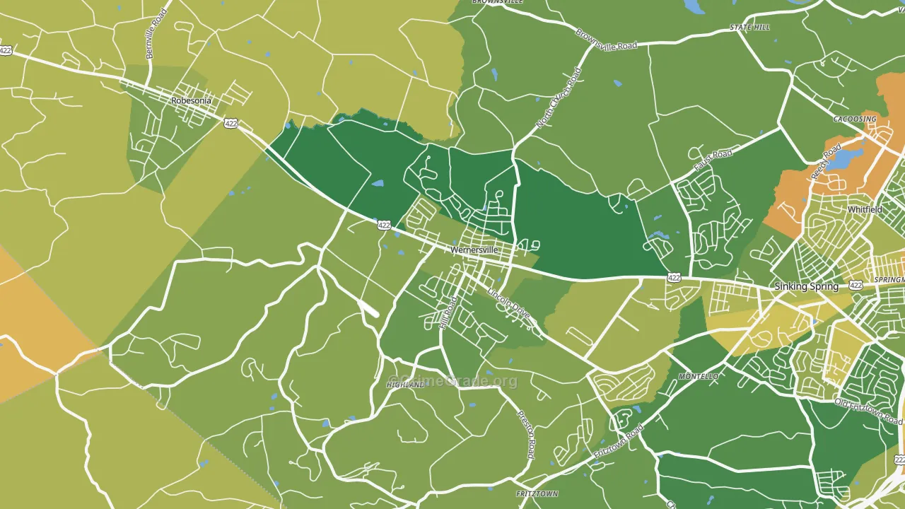 Wernersville, PA Map of Assault Rates