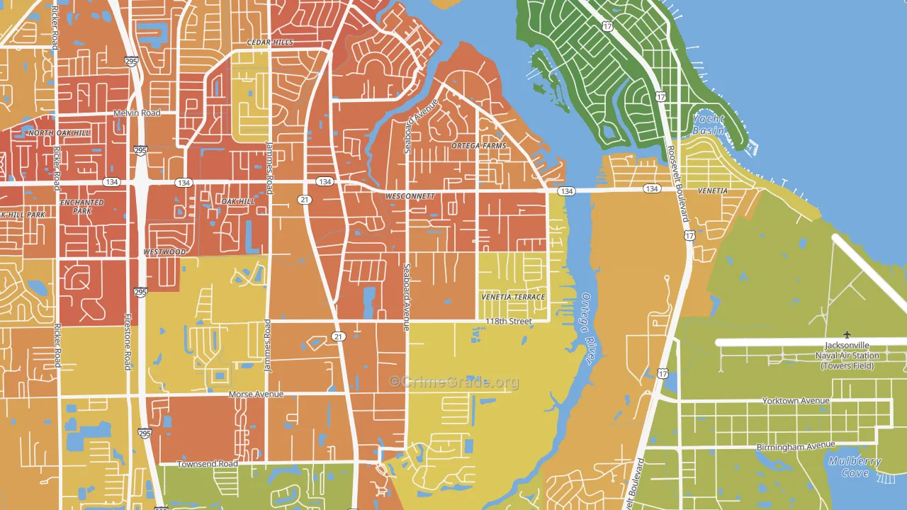 Wesconnett, Jacksonville, FL Map of Assault Rates