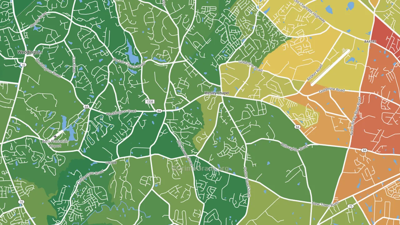 Wesley Chapel, NC Map of Assault Rates