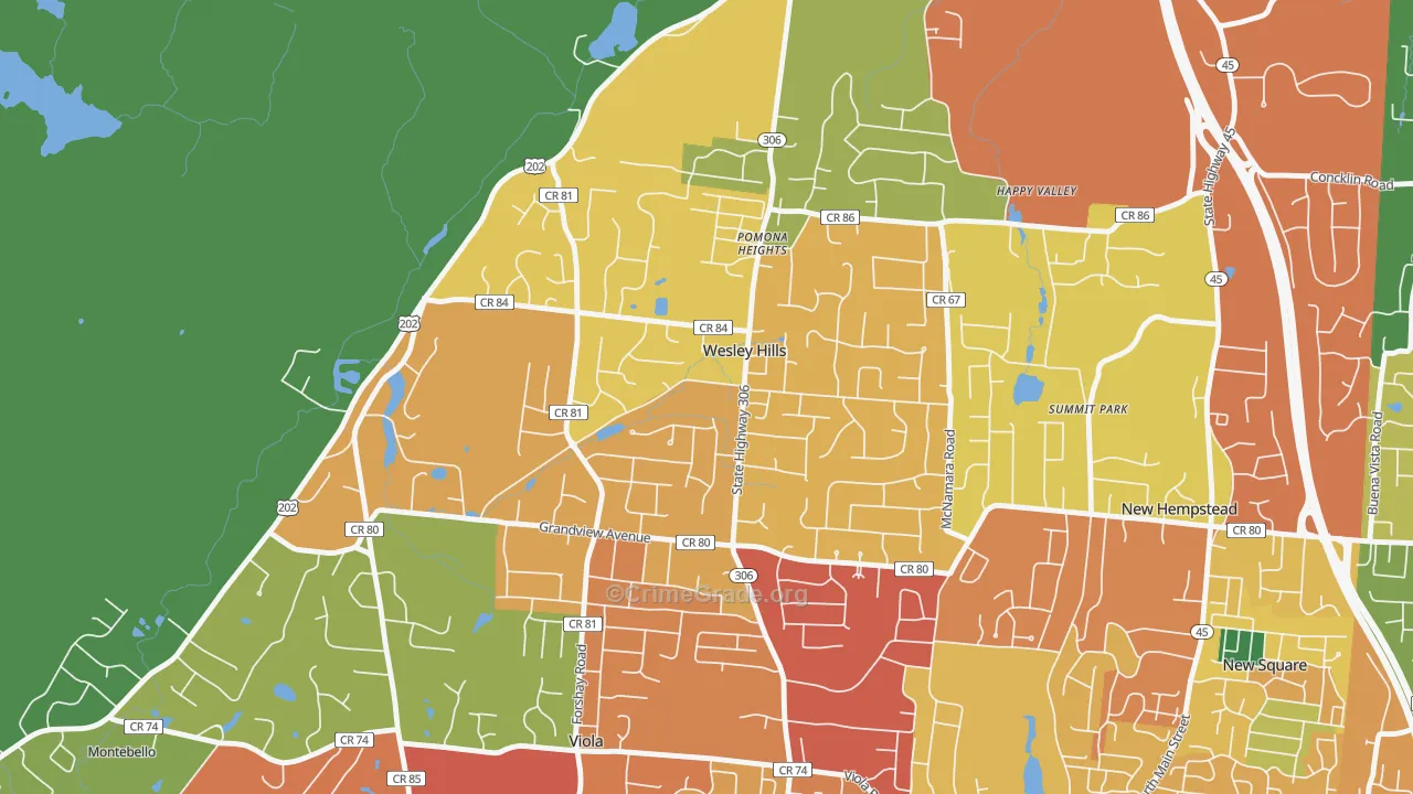Wesley Hills, NY Map of Assault Rates