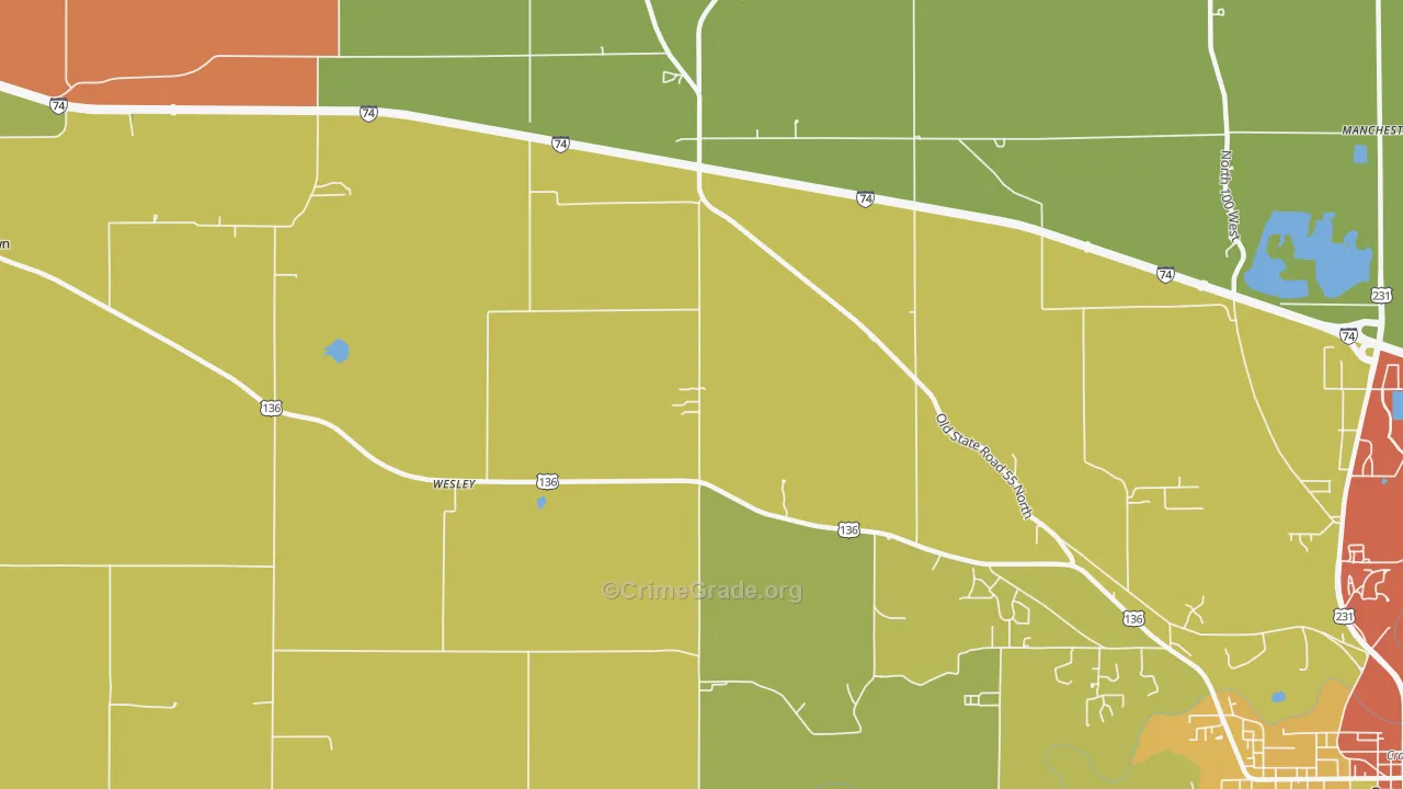 Wesley, IN Map of Assault Rates