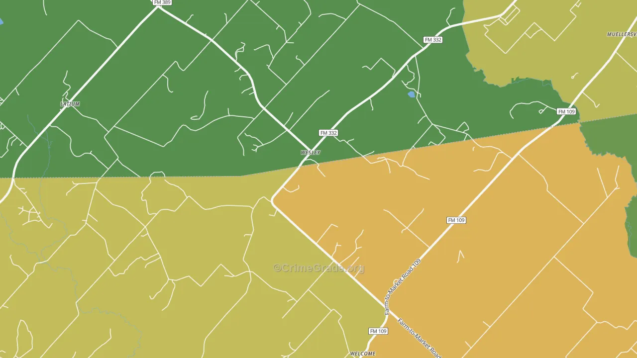 Wesley, TX Map of Assault Rates