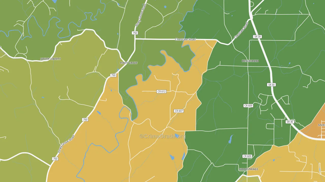 Wesleyanna, TN Map of Assault Rates