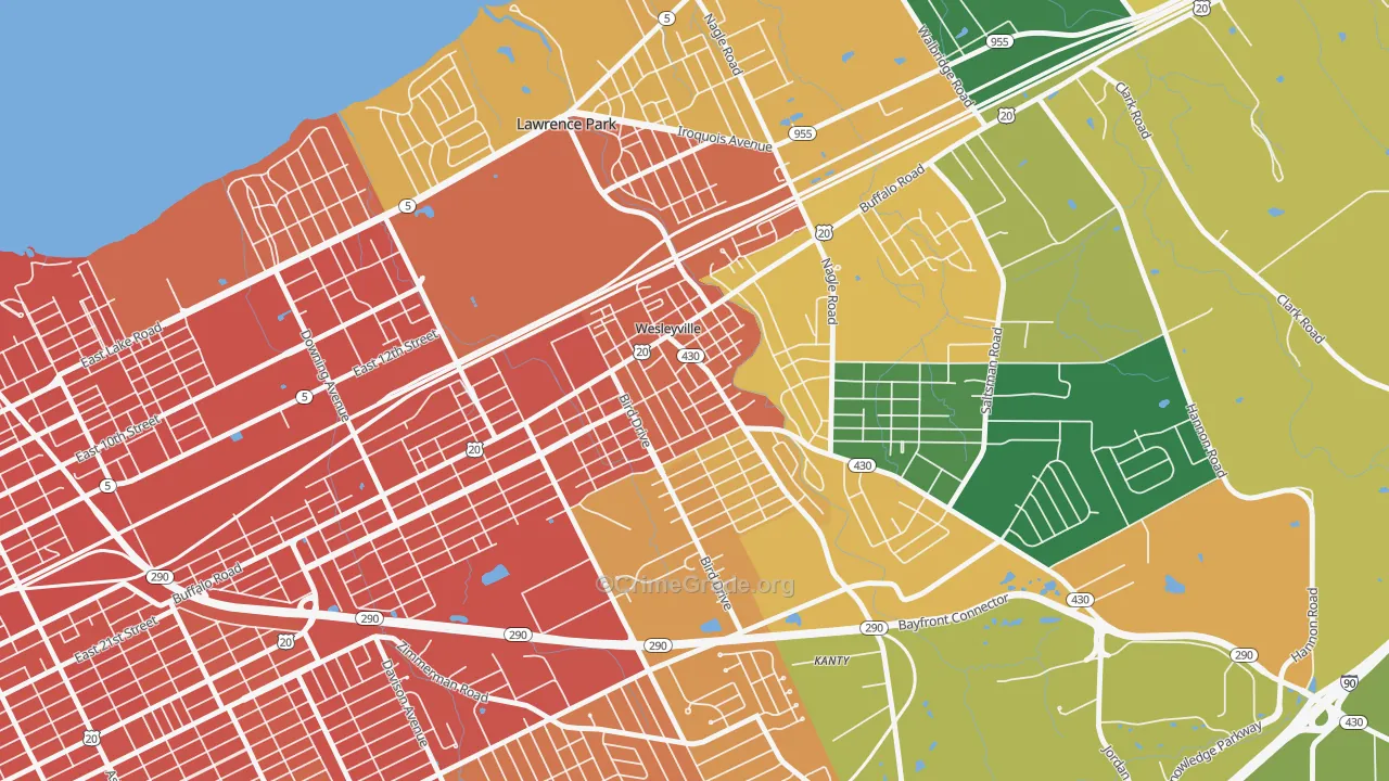 Wesleyville, PA Map of Assault Rates