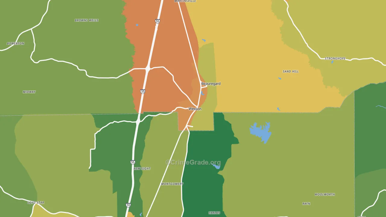 Wesson, MS Map of Assault Rates