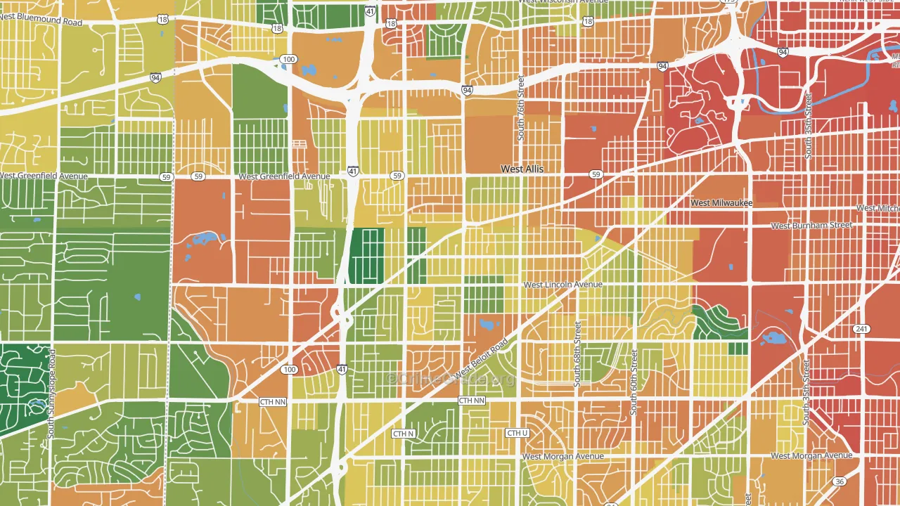 West Allis, WI Map of Assault Rates