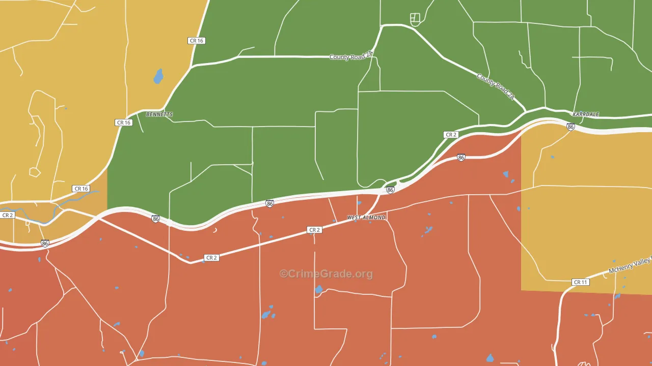 West Almond, NY Map of Assault Rates