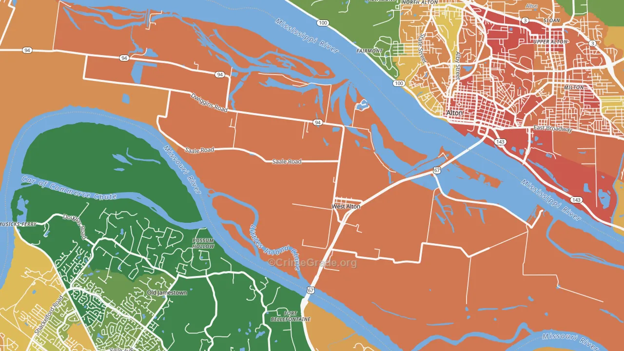 West Alton, MO Map of Assault Rates