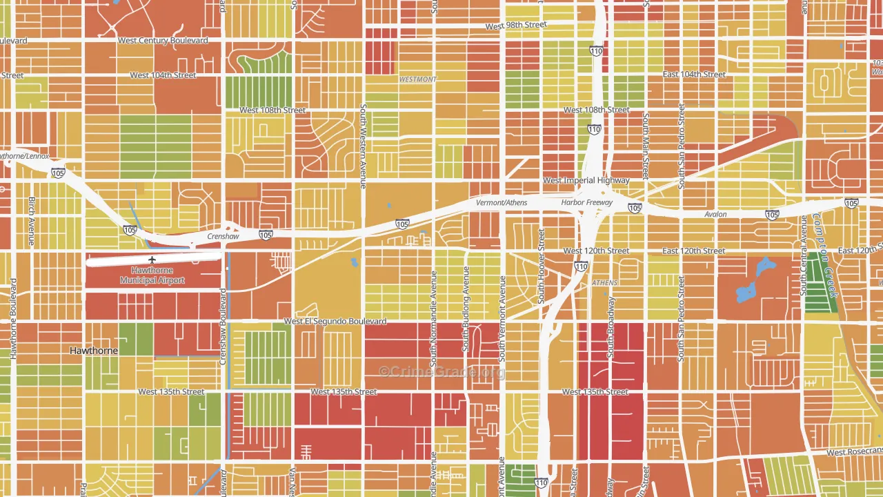 West Athens, CA Map of Assault Rates