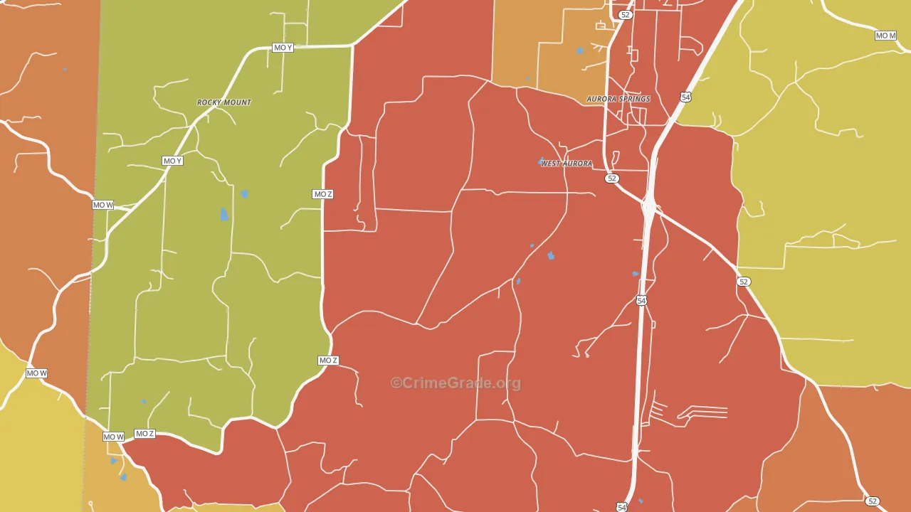 West Aurora, MO Map of Assault Rates
