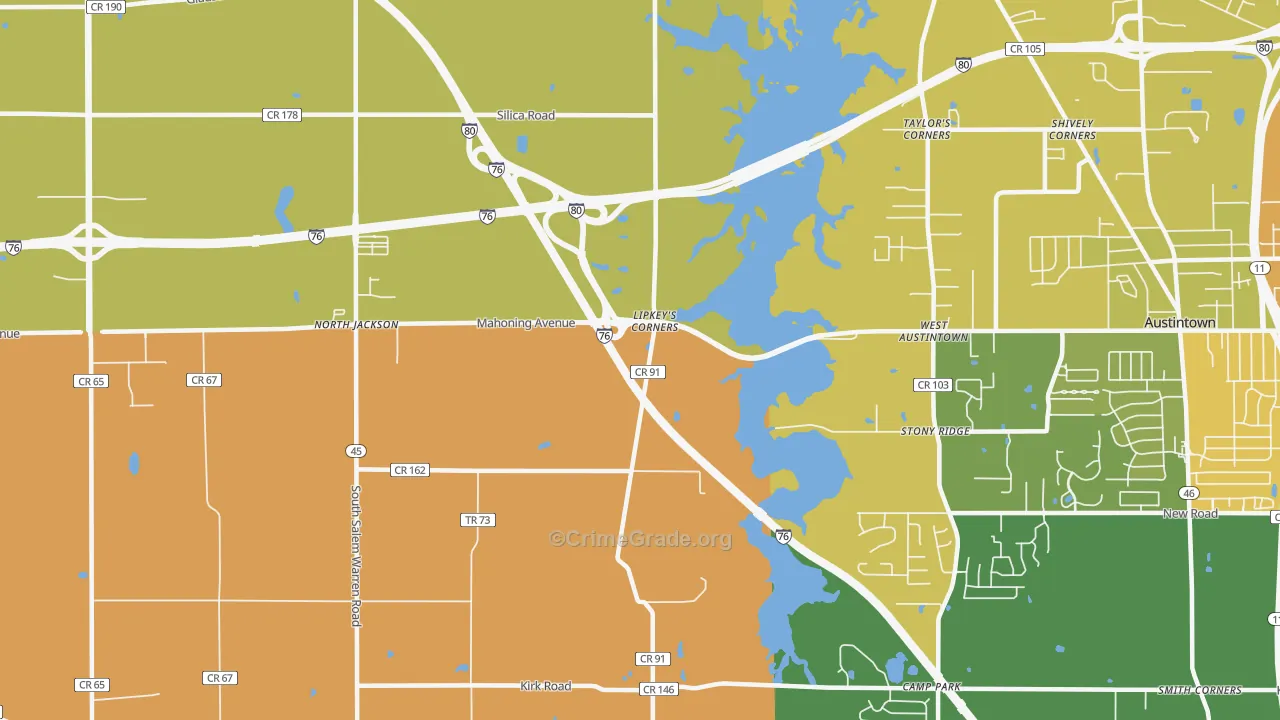 West Austintown, OH Map of Assault Rates