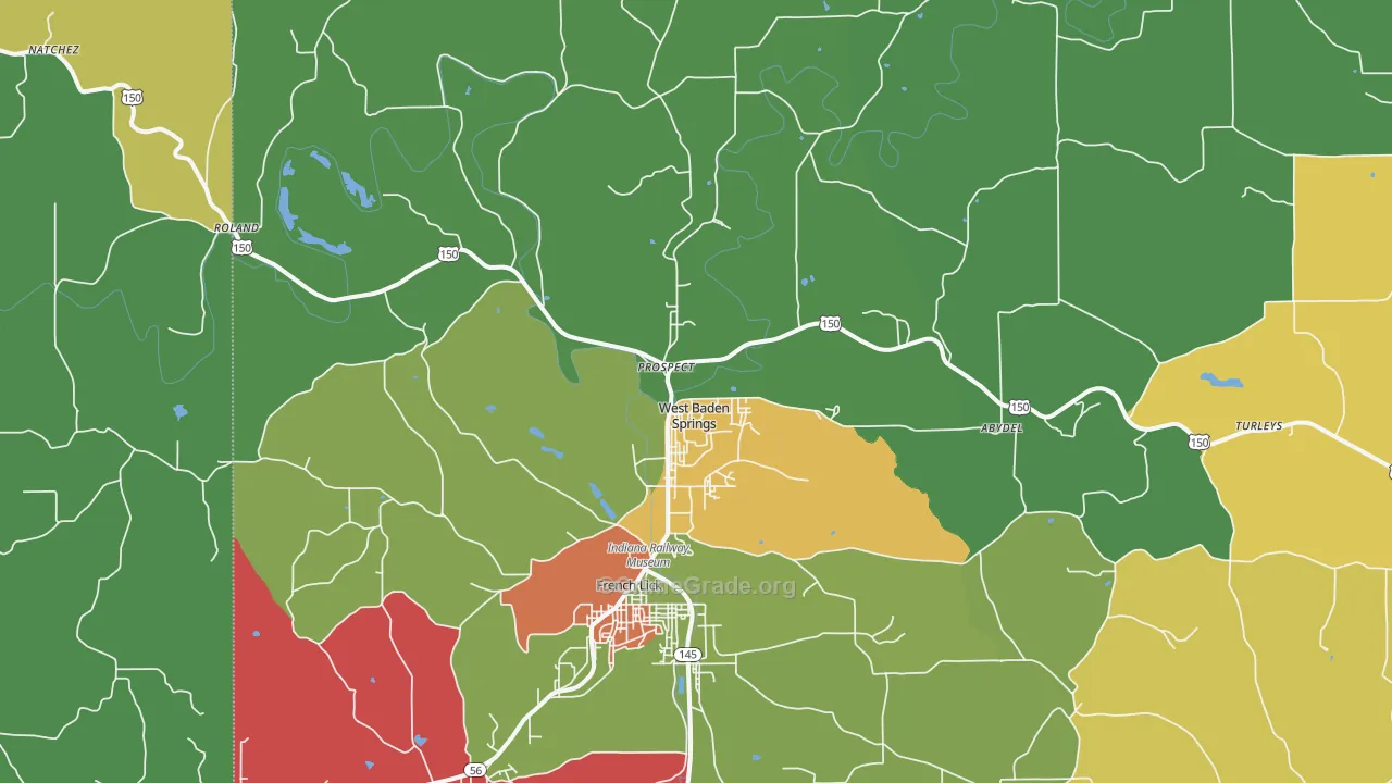 West Baden Springs, IN Map of Assault Rates