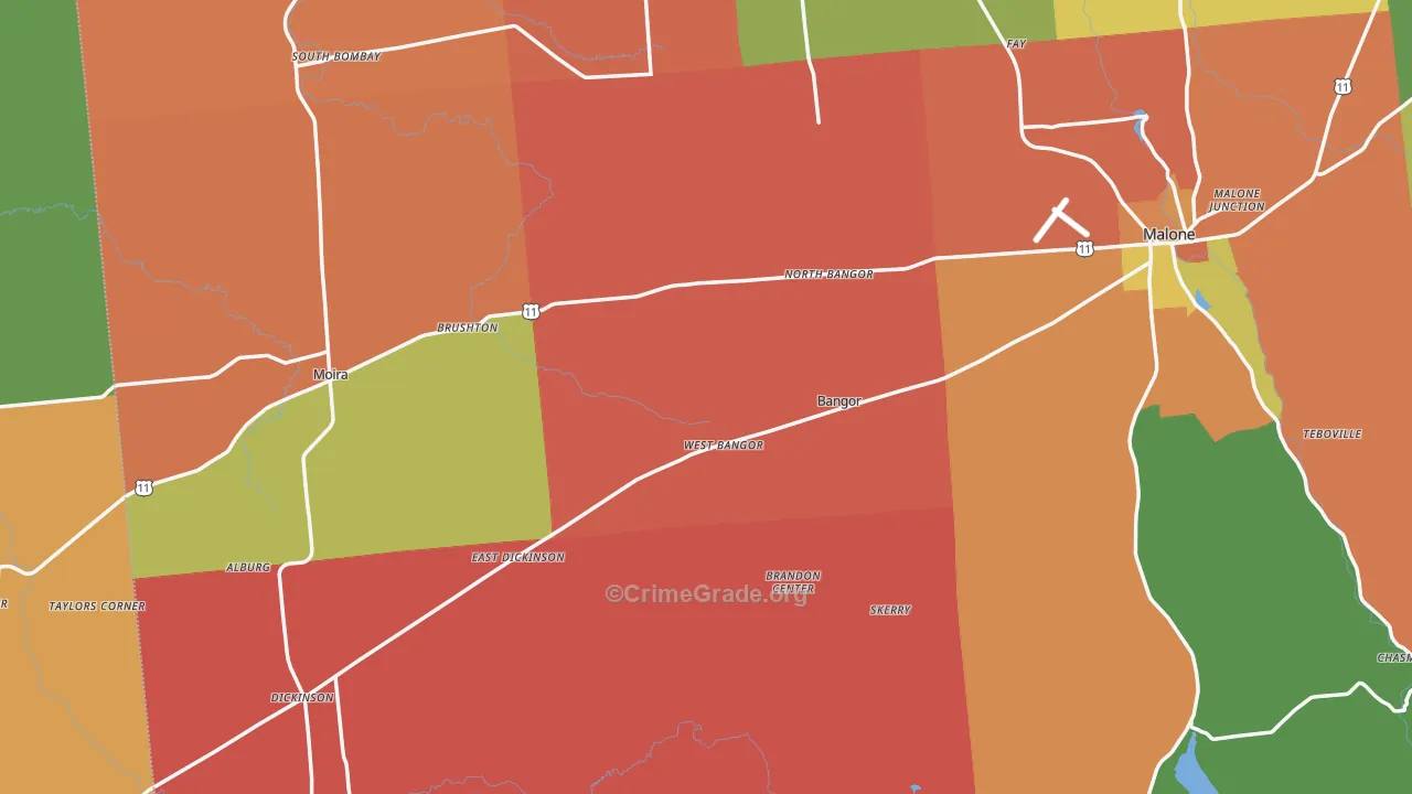 West Bangor, NY Map of Assault Rates