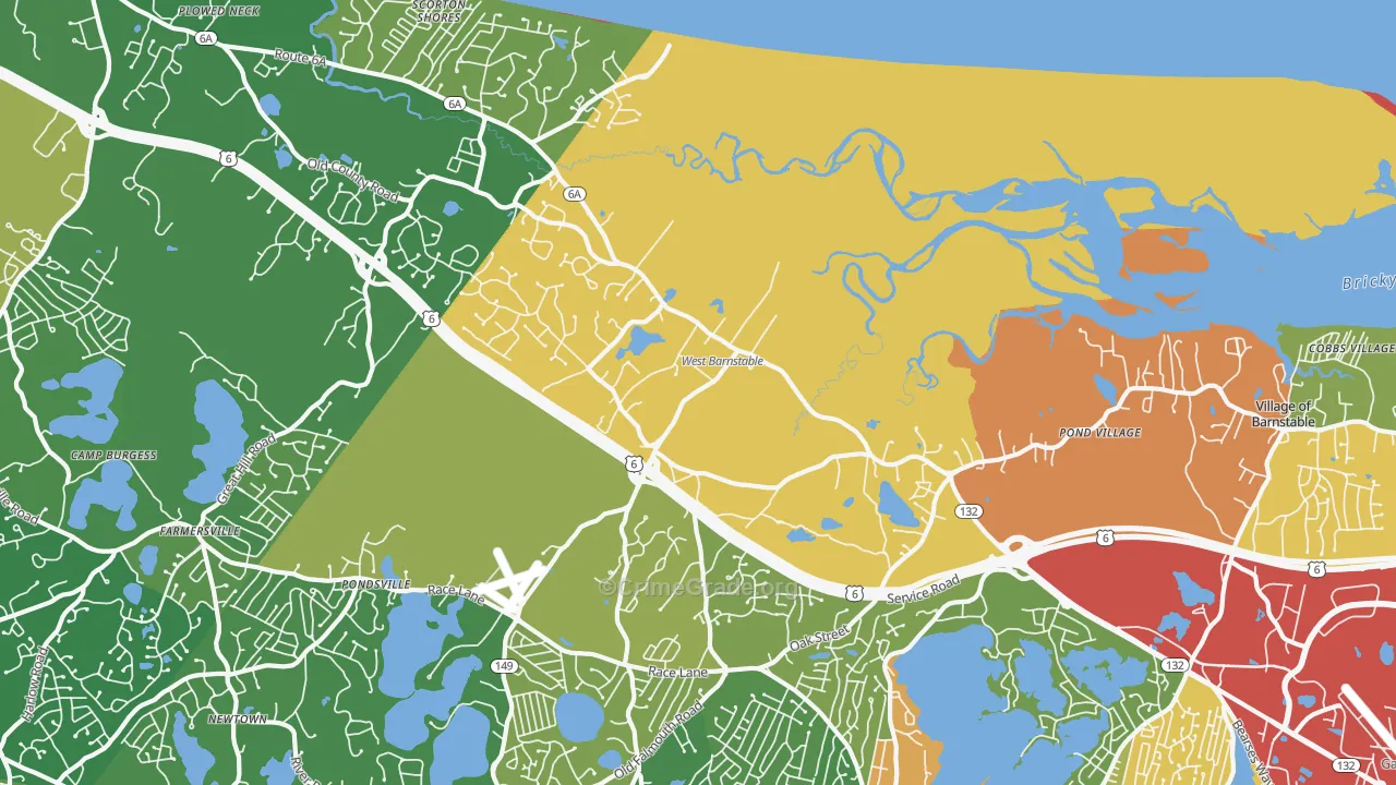 West Barnstable, MA Map of Assault Rates