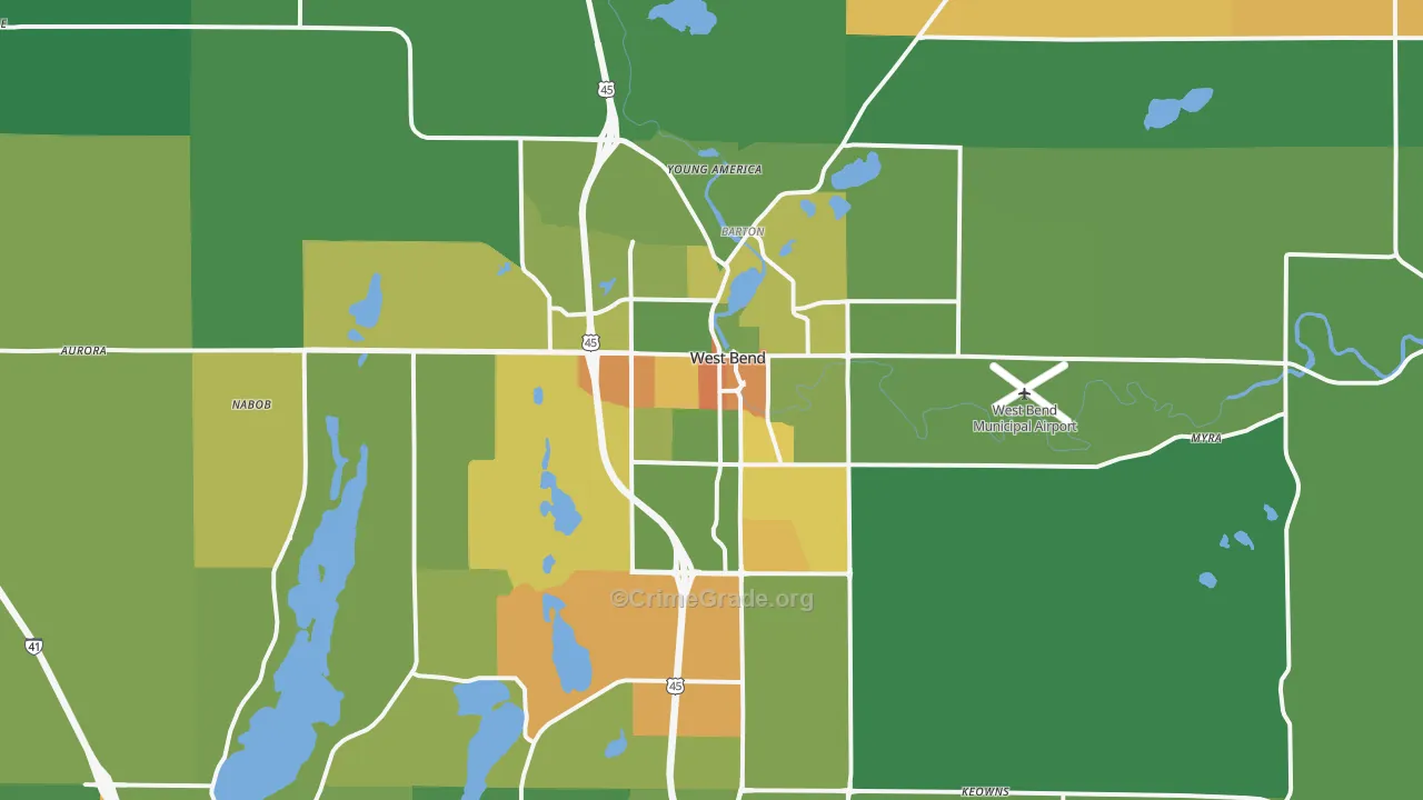 West Bend, WI Map of Assault Rates