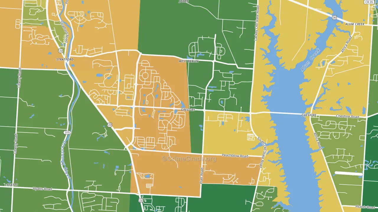 West Berlin, OH Map of Assault Rates