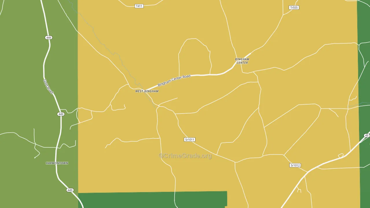 West Bingham, PA Map of Assault Rates