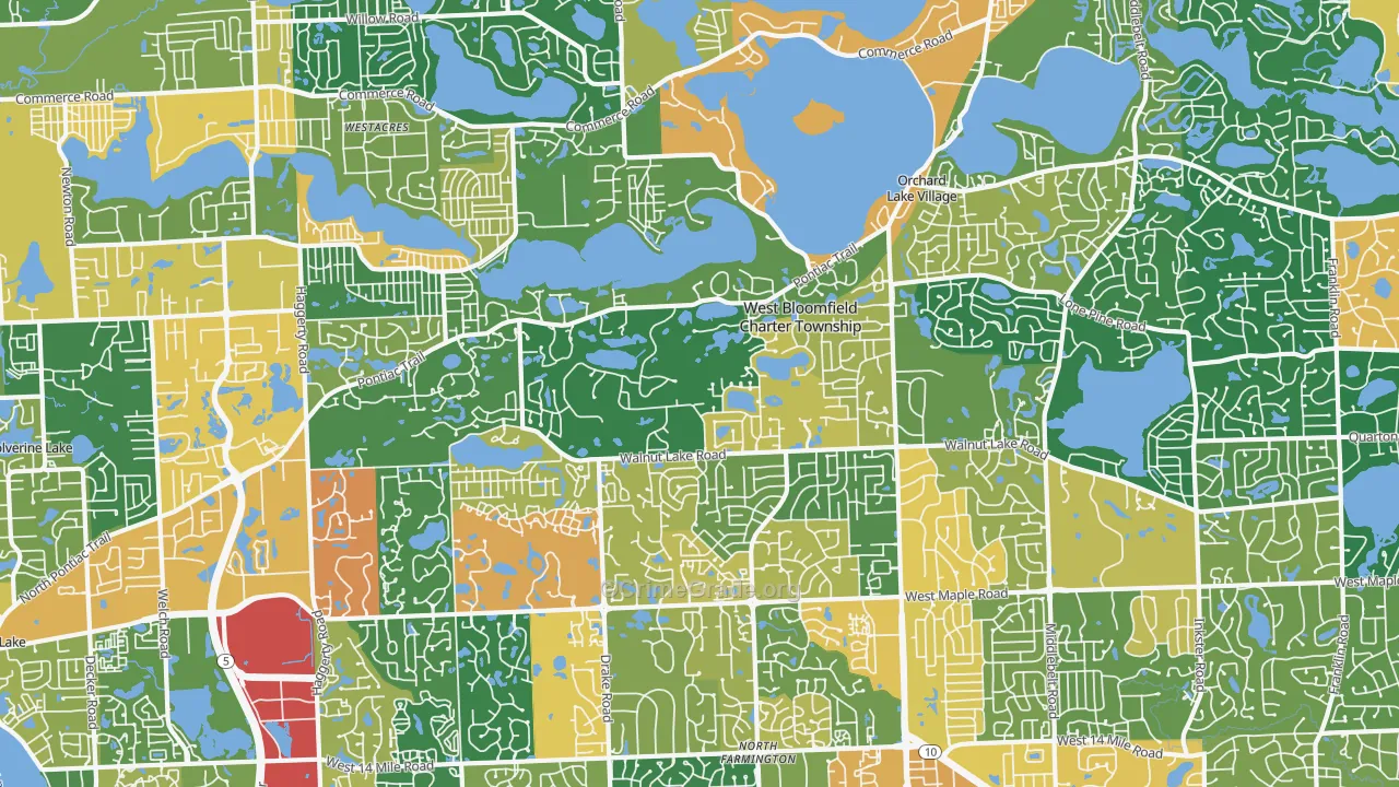 West Bloomfield, MI Map of Assault Rates