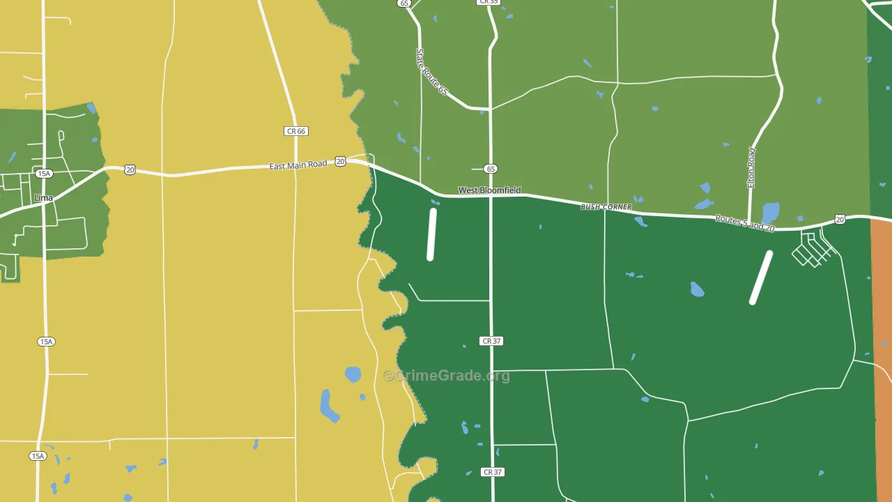 West Bloomfield, NY Map of Assault Rates