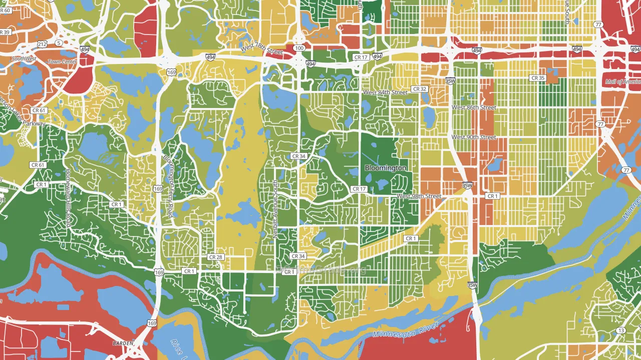 West Bloomington, Bloomington, MN Map of Assault Rates