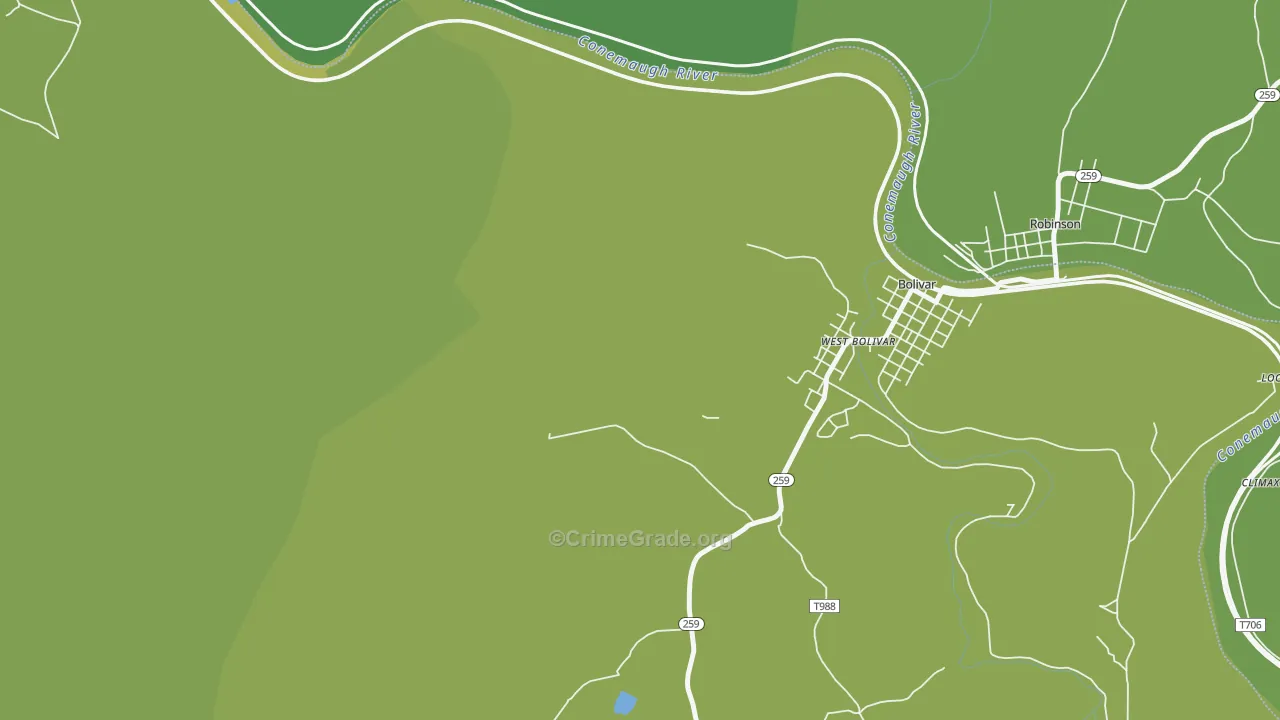 West Bolivar, PA Map of Assault Rates