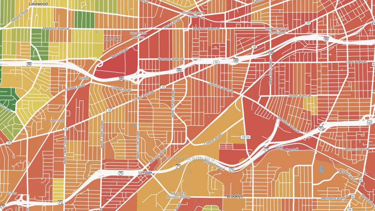 West Boulevard, Cleveland, OH Map of Assault Rates