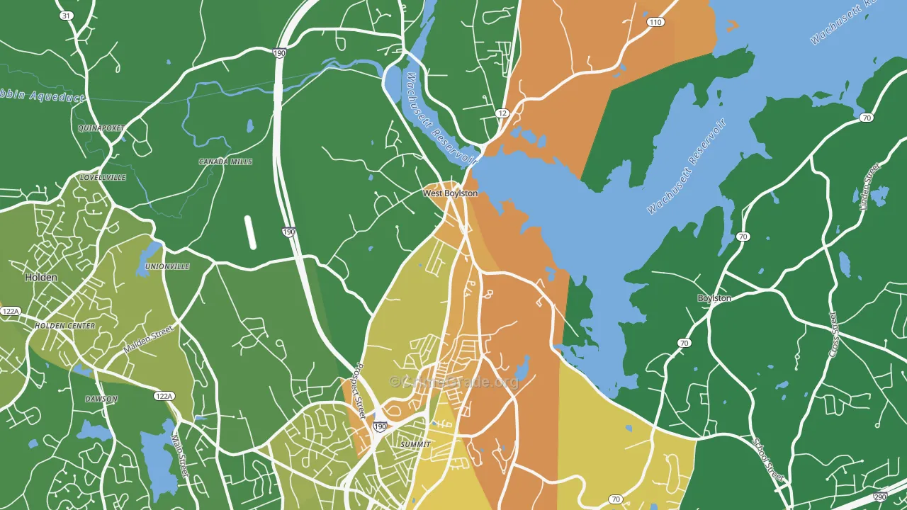 West Boylston, MA Map of Assault Rates