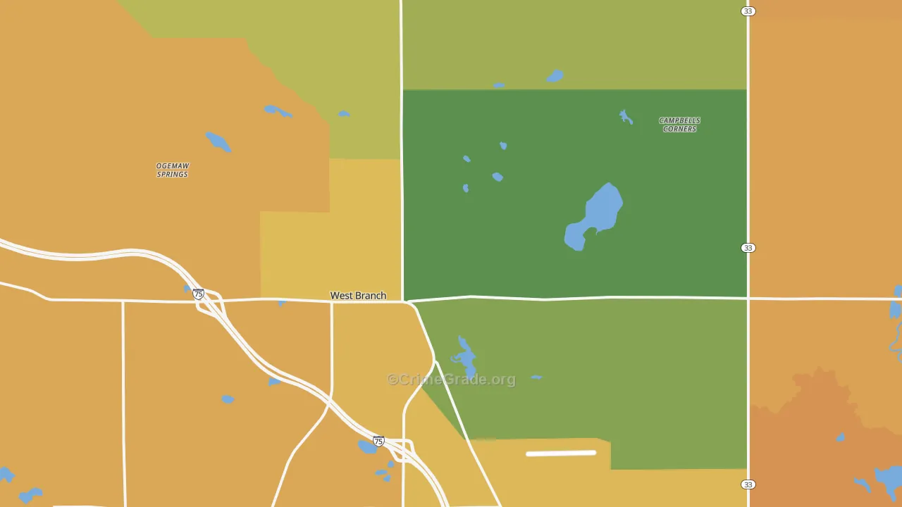 West Branch, MI Map of Assault Rates
