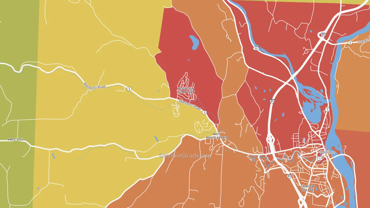 West Brattleboro, VT Map of Assault Rates