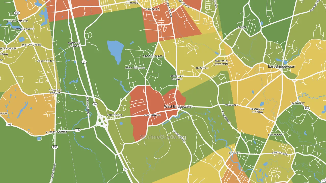 West Bridgewater, MA Map of Assault Rates