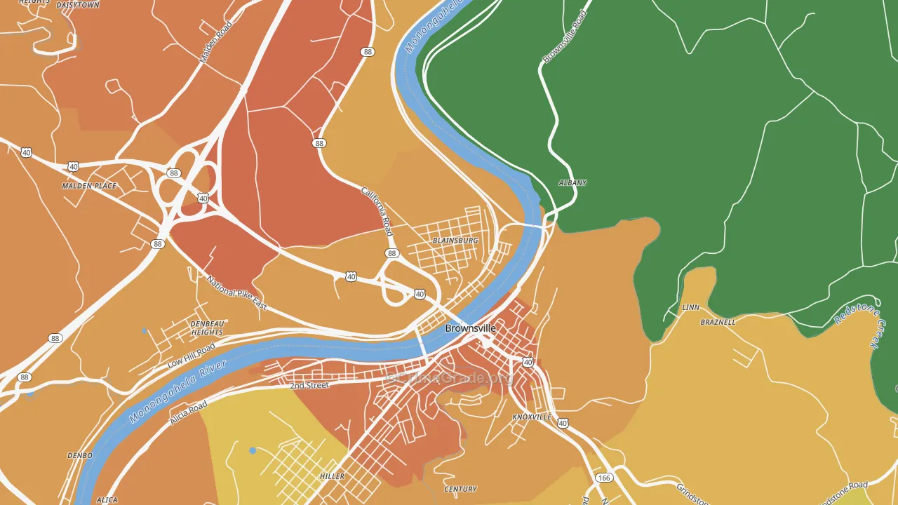 West Brownsville, PA Map of Assault Rates