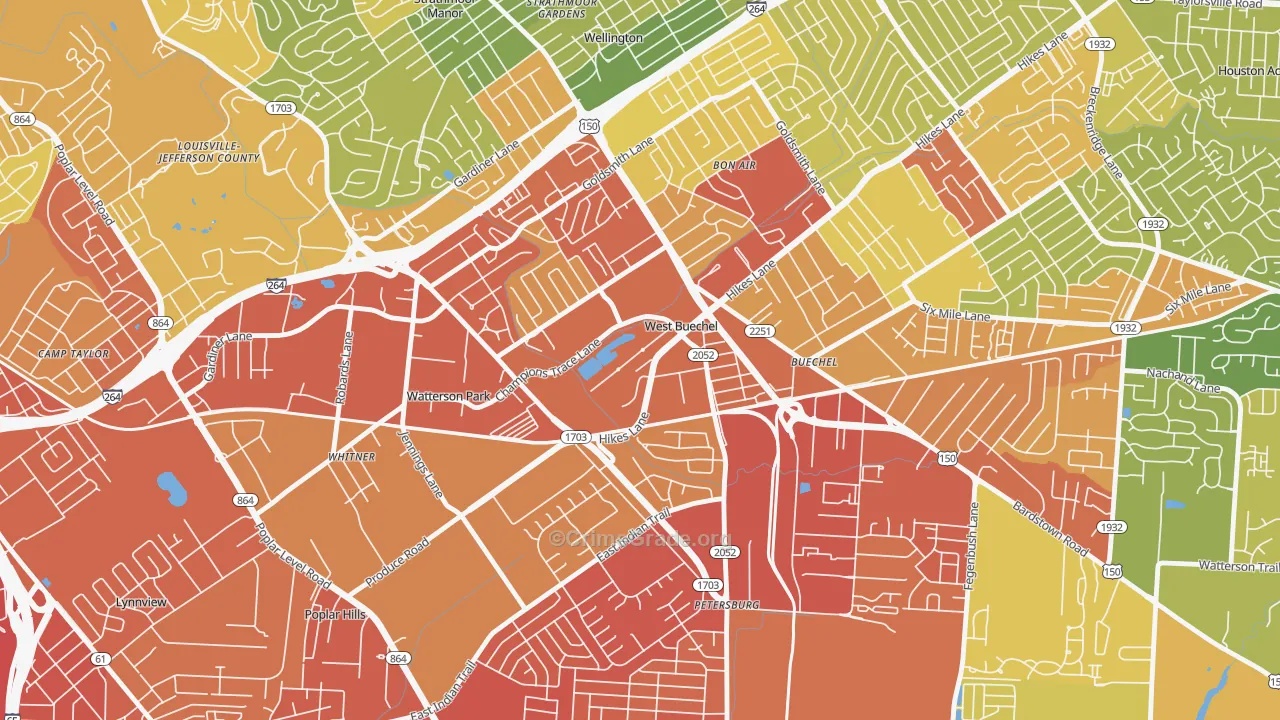 West Buechel, KY Map of Assault Rates