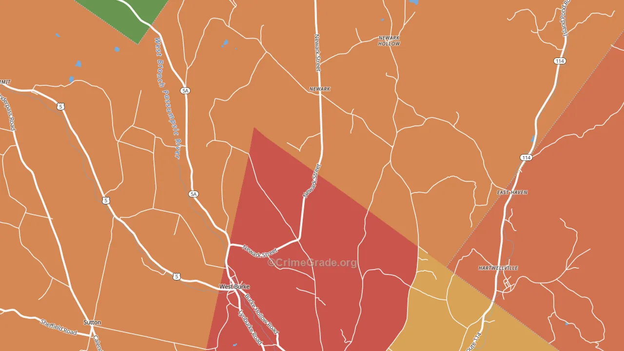 West Burke, VT Map of Assault Rates