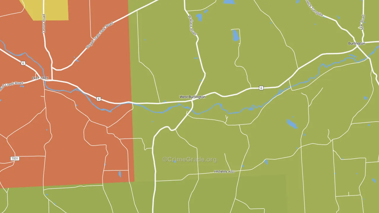 West Burlington, PA Map of Assault Rates