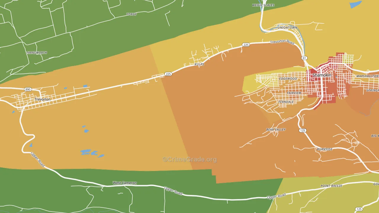 West Cameron, PA Map of Assault Rates