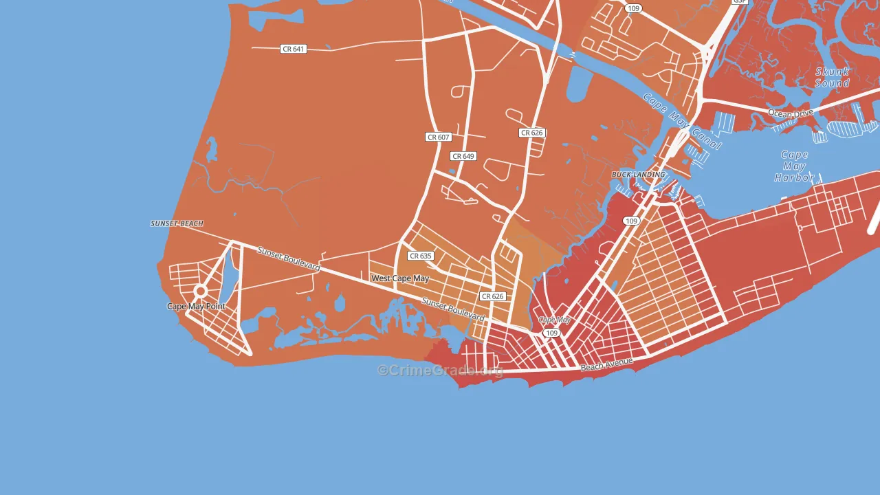 West Cape May, NJ Map of Assault Rates