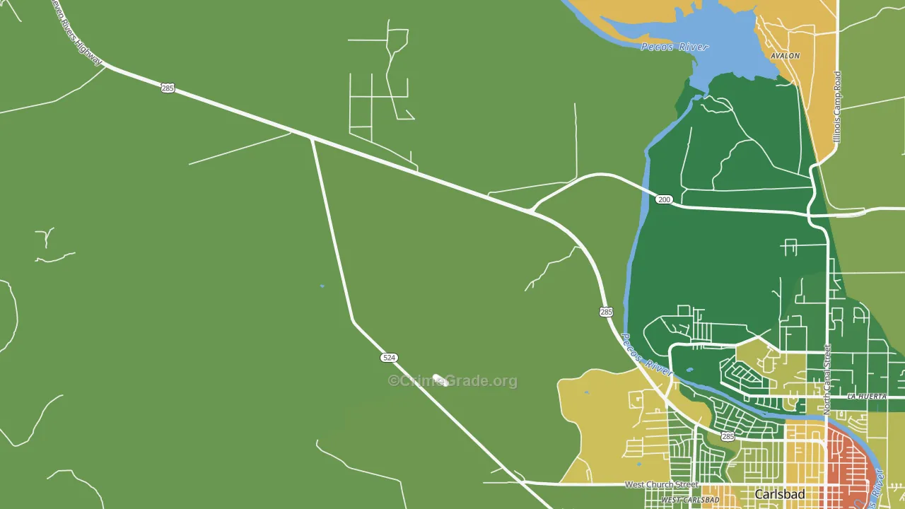 West Carlsbad, NM Map of Assault Rates