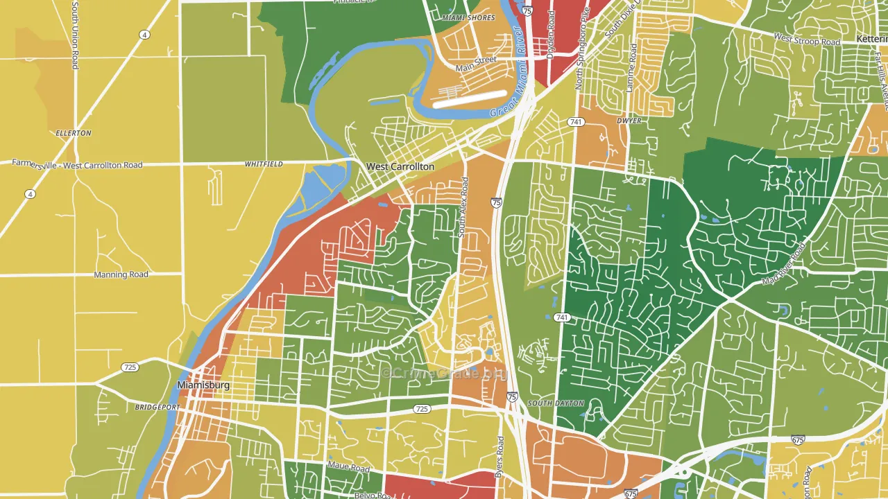 West Carrollton, OH Map of Assault Rates