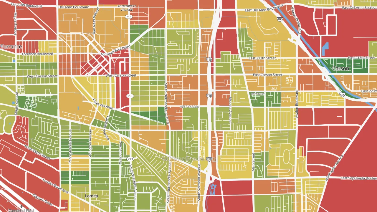 West Carson, CA Map of Assault Rates
