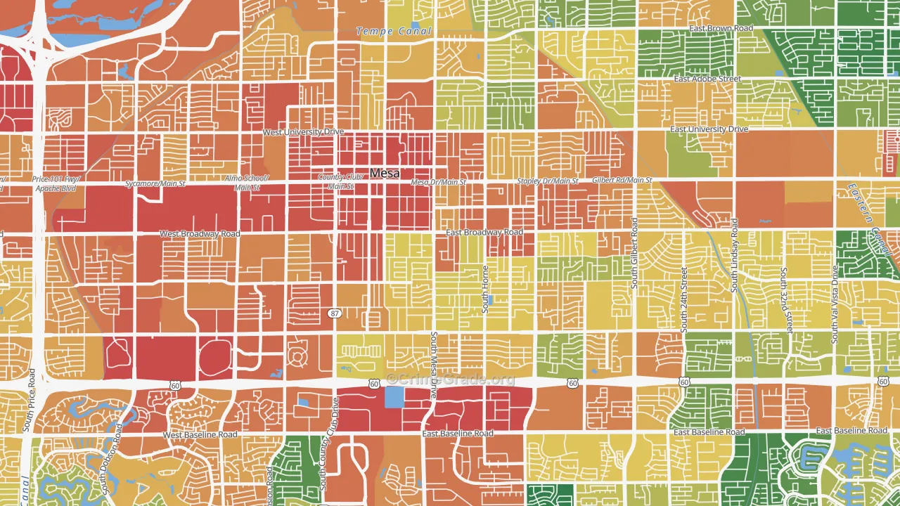 West Central, Mesa, AZ Map of Assault Rates