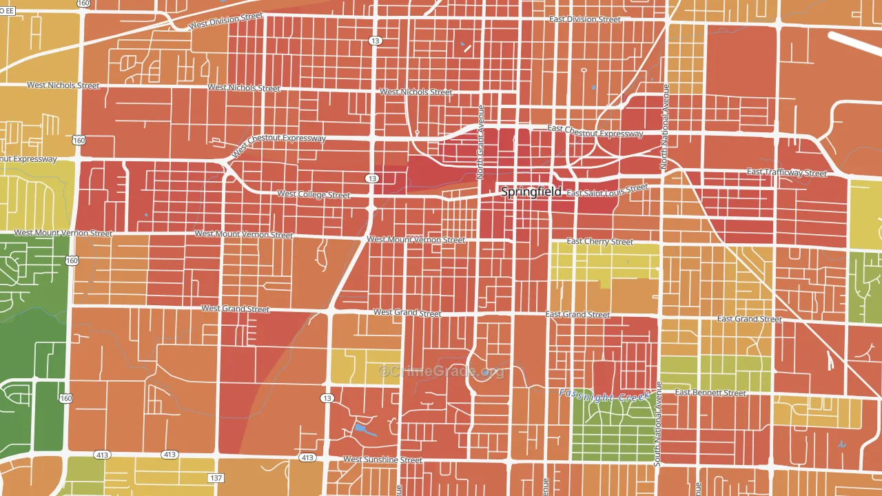 West Central, Springfield, MO Map of Assault Rates
