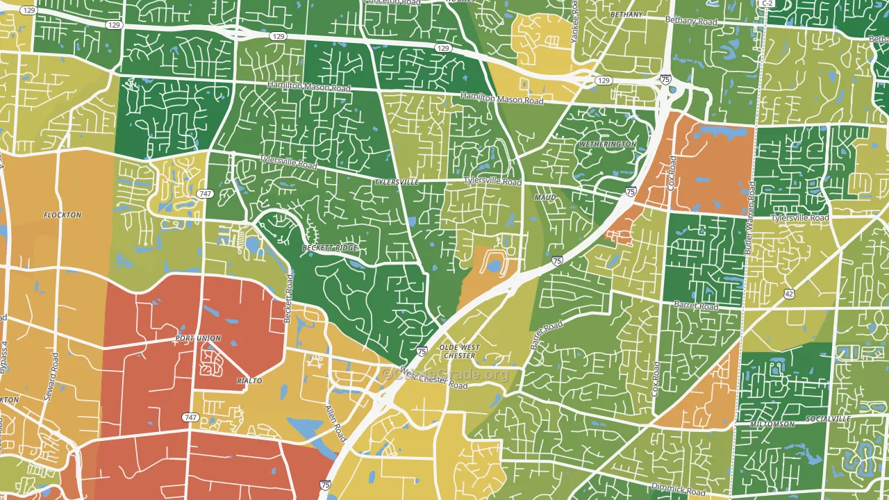 West Chester, OH Map of Assault Rates