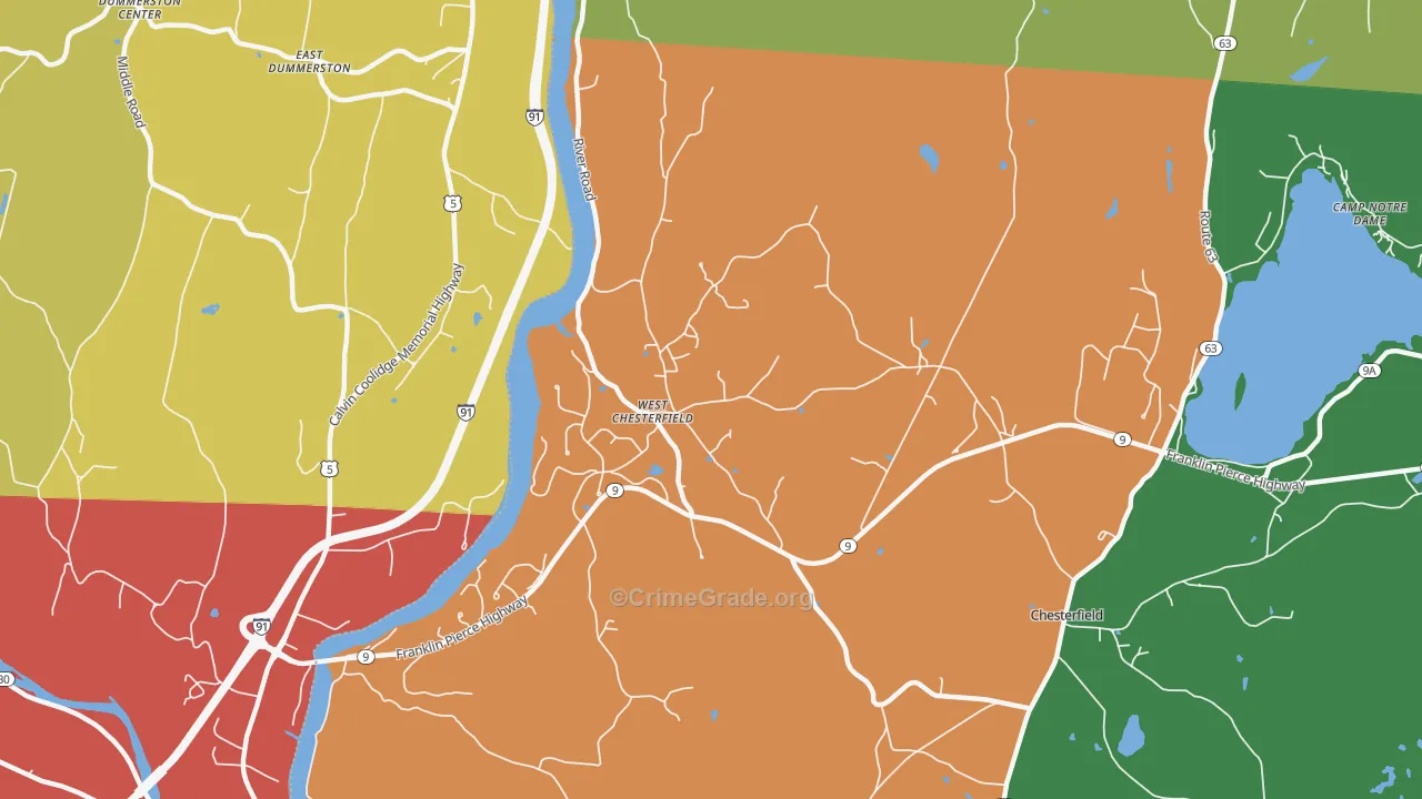 West Chesterfield, NH Map of Assault Rates