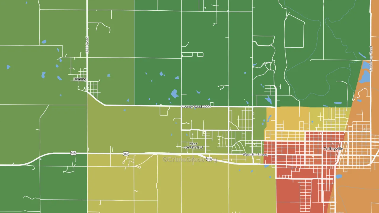 West Coffeyville, KS Map of Assault Rates